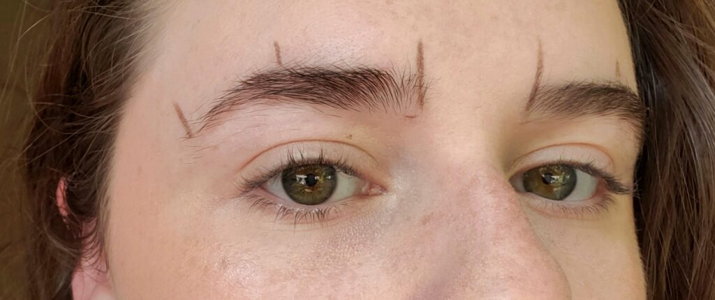 Finished brow mapping for grooming and shaping